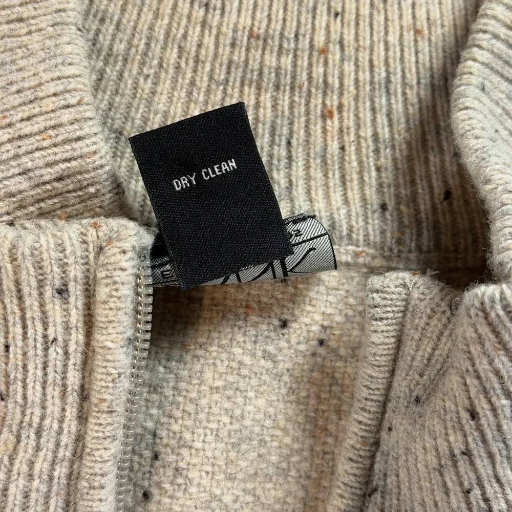 Jos. A. Bank Sweater Mens 2XL Beige‎ Lambswool 1/4 Zip Mock Neck Knit Pullover